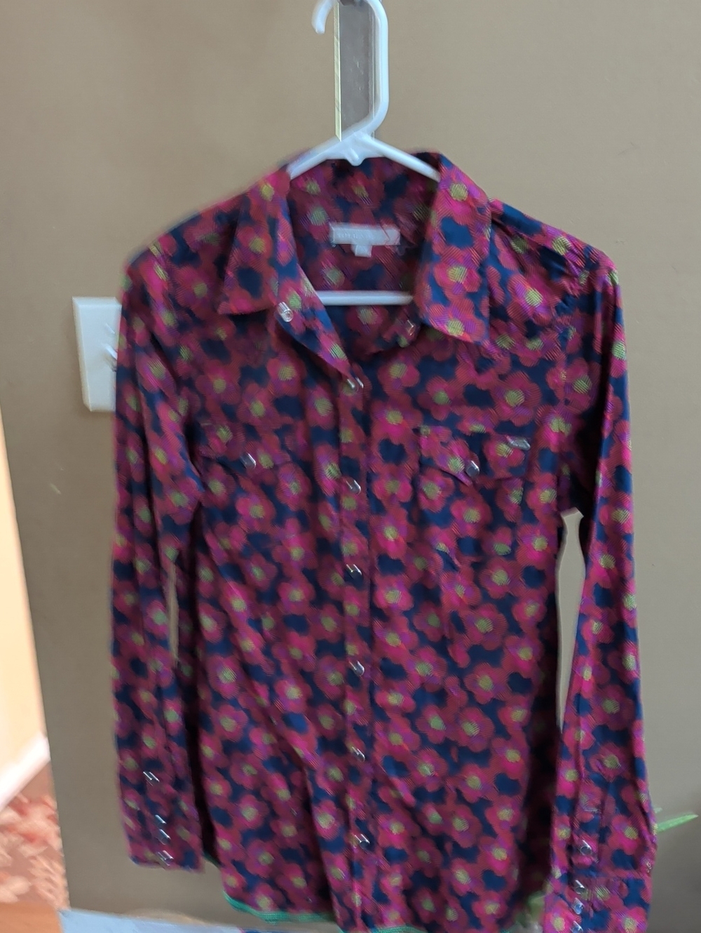 Floral Print Button-Down Shirt in Pink